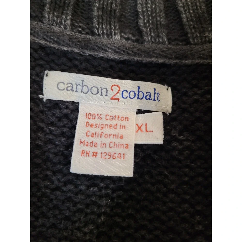 Carbon 2 Cobalt Gray 1/4 zip pullover‎ textured knit sweater Men SZ XL office